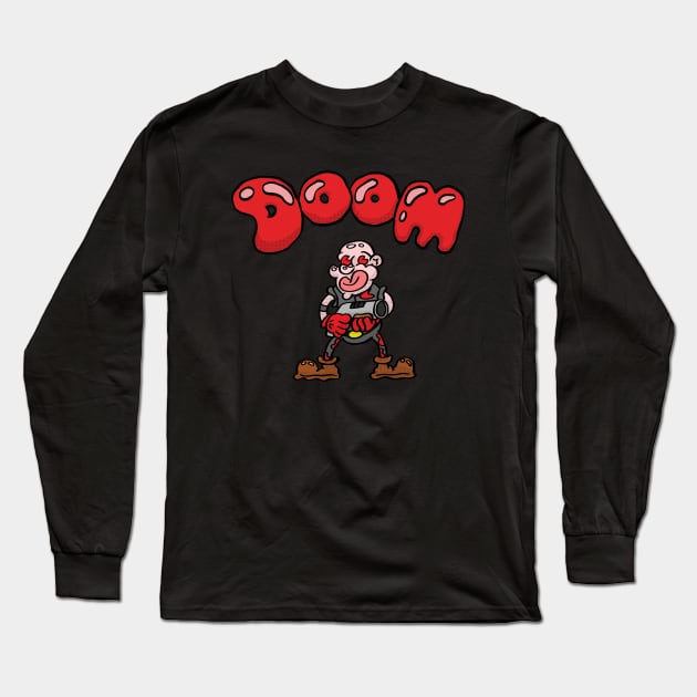 Doom Cartoon: Shotgun Guy Long Sleeve T-Shirt by RockNRowe